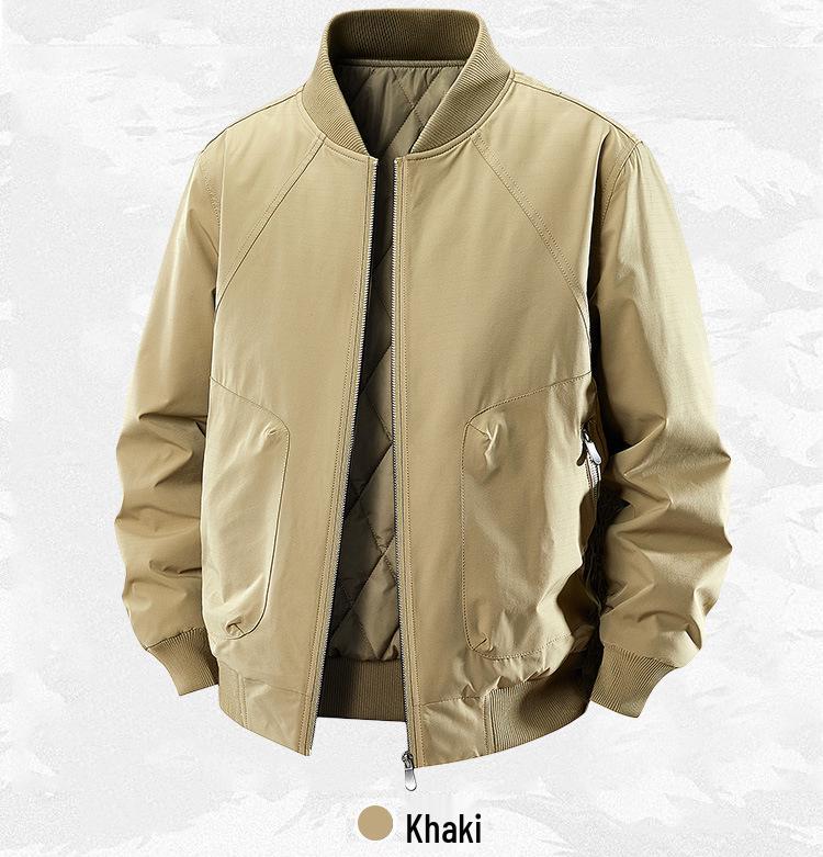 Men's Thickened Cotton Baseball Collar Jacket - Windproof American Workwear Style, Warm Autumn/Winter Outerwear
