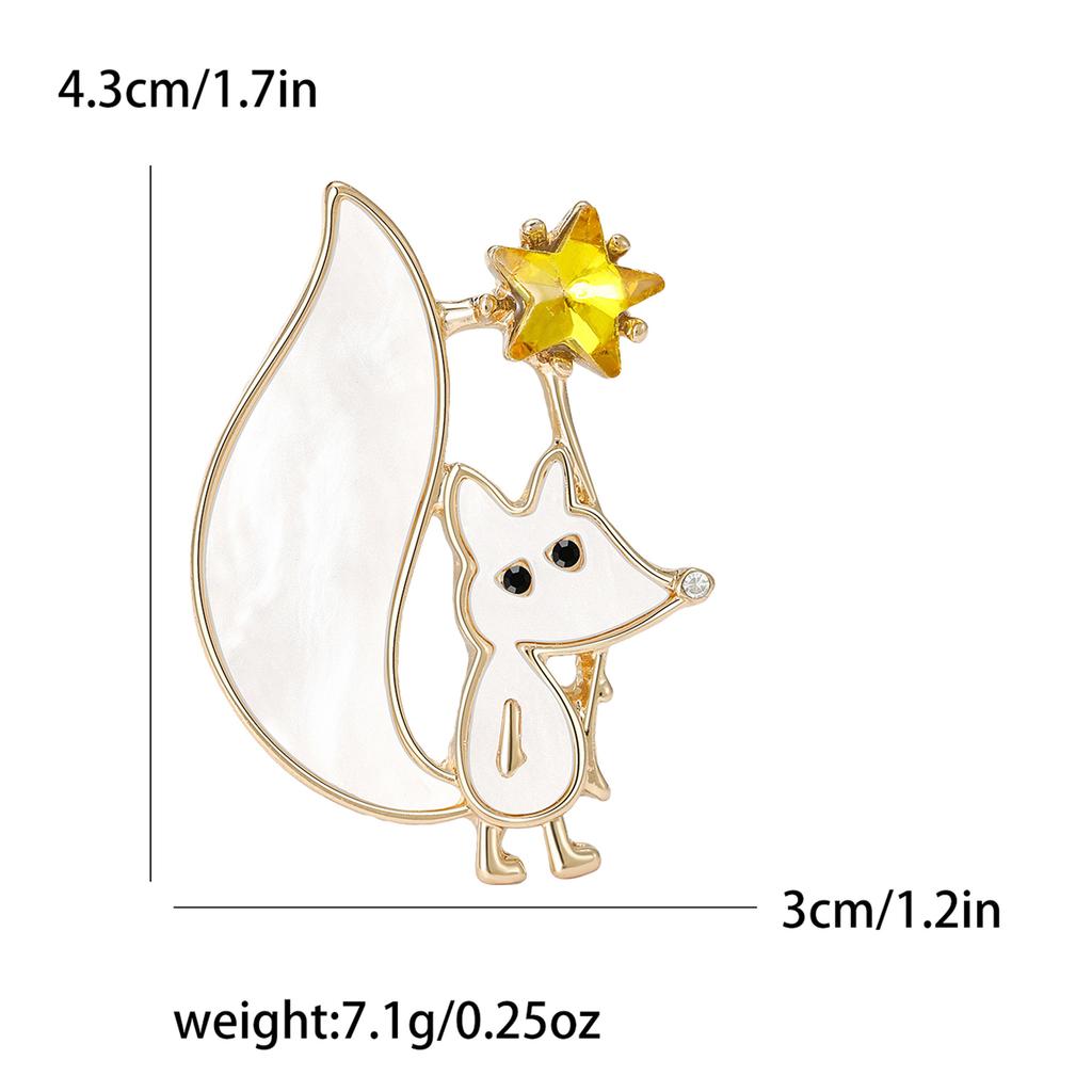 Cute Plate Fox Yellow Star Brooch Corsage Women'S Fashion High-End Temperament Accessories Pin Silk Scarf Buckle