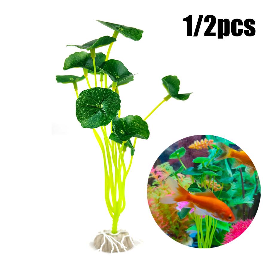 1 PC Plastic Lotus Leaf Grass Plants Artificial Aquarium Decorations Plants Fish Tank Grass Flower Ornament Decor