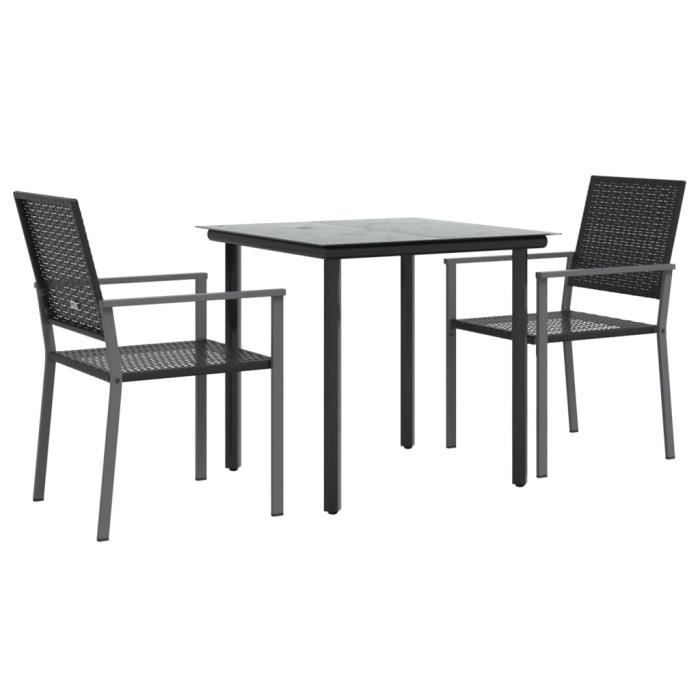 VidaXL Ensemble à manger de jardin 3 pcs résine tressée acier 3187019