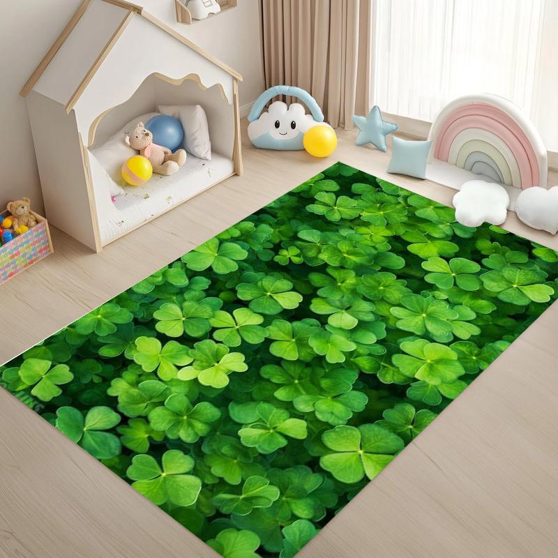 

Vibrant Green Clover 2D Art Print Area Rug Non Slip Washable Floor Carpet for Living Room Bedroom Kids Room Lucky Home Decor 40X60CM
