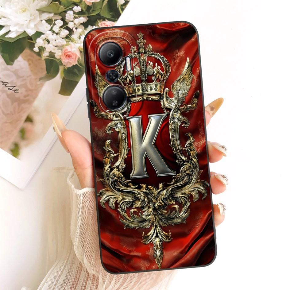 For Infinix Hot 20 4G Case X6826C Fashion Initial Letters Crown Soft Silicone Cover For Infinix Hot 20 Play 20s 20i Hot20 Bumper