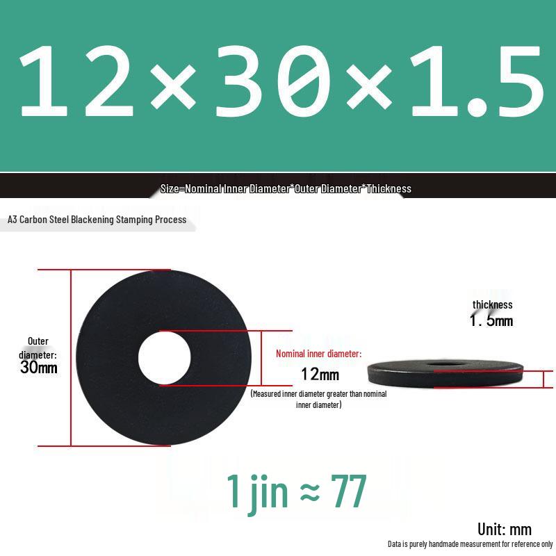 Thickened Black Flat Washer: Enhanced Round Metal Spacer for Home Use