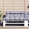 Grey Checkered Pallet Cushion 120 X 40 X 12 Cm Fabric