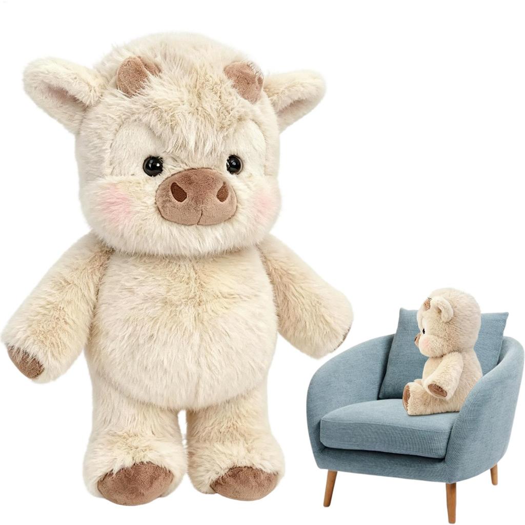 Plush Animal 23.6Inch Cuddly Soft Bedtime Soothing Plush Cow Animal Running Doll for Boys Girls Teens Friends Girlfriend Couples
