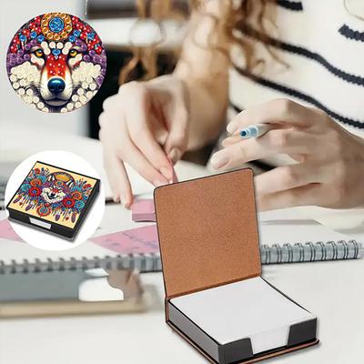 DIY Note Box Diamond Art Kit Sticky Note Holder Craft Set Diamond Art Project Memo Pad Holder DIY Kit for Gift And Home Office Desk Decor