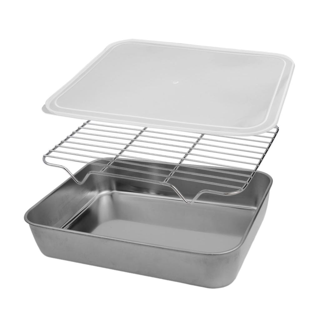 Stainless Steel Bakeware Baking Pan Rack Pans Refrigerator Food Container Crisper With Cover For Kitchen Food Vegetable Storage
