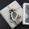 Owl Shape Fancy Pendant 123 Ct Natural Gemstone Green Jadeite Jade Silver 925 P-2075-S