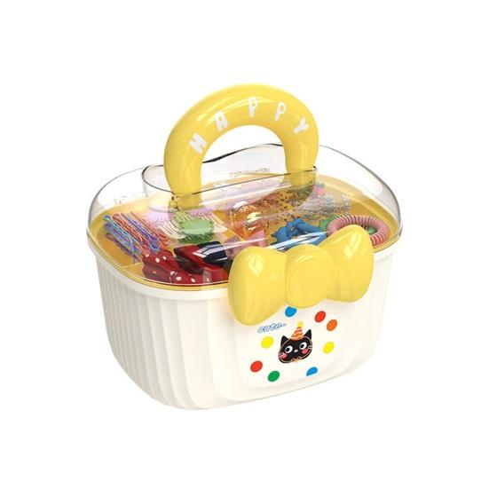 

Hair Accessory Storage Box Dust-Proof Lid with Bow Decor Layered Container for Children s Clips Ties Headbands F