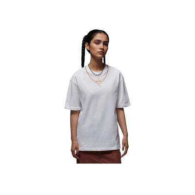 Logo Letter Round Neck Drop Shoulder Loose Short Sleeve T-Shirt Women T-Shirt White IH0834100