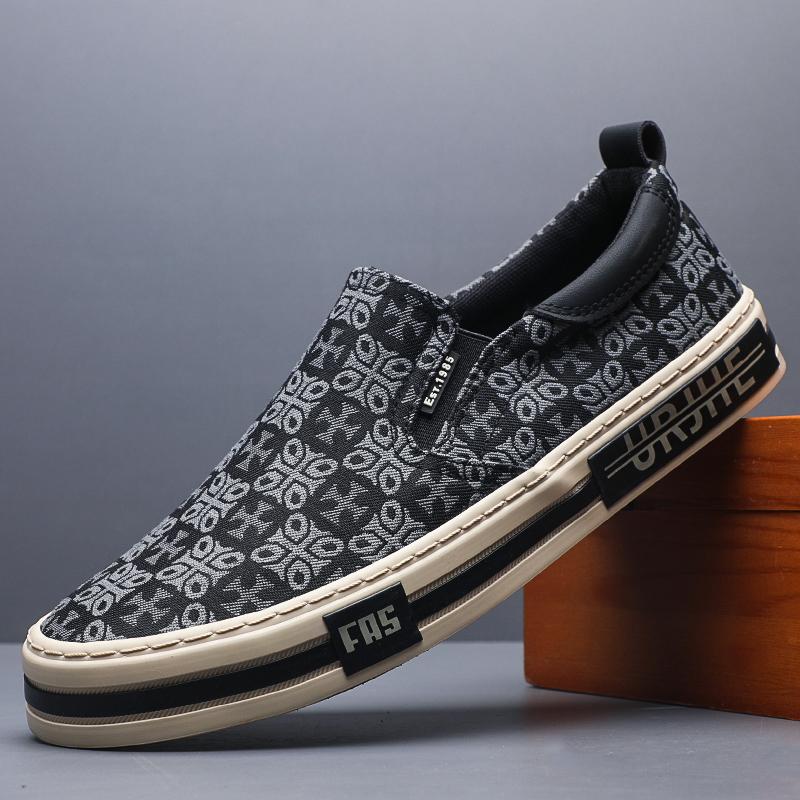 

Модная мужская повседневная парусиновая обувь Новые модные кроссовки Мужские слипоны Вулканизированная обувь Балетки Дышащие Удобные Лоферы SS25809 44 чёрный