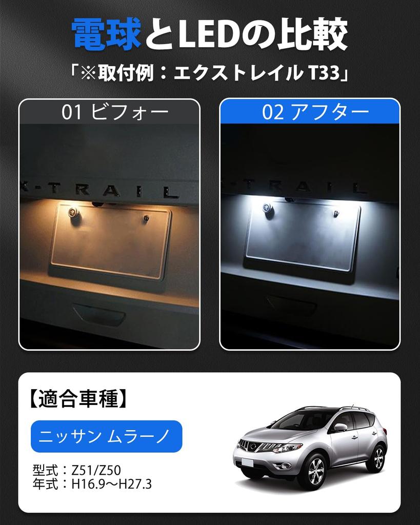 GIMUYA Nissan Murano Z51/Z50 Svetlo na ŠPZ, LED lampa na ŠPZ, Vysoká svietivosť, Explozívne svetlo,
