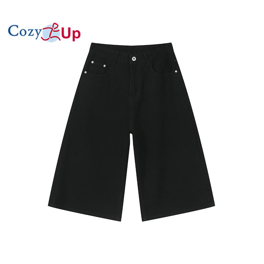 Cozy Up Men's Loose Hip Hop Cropped Jeans Work Denim Shorts with Cargo Pockets