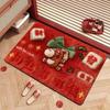 Cute Horse Pattern New Year Door Mat Red Bath Mat Soft Non-slip Door Carpet Home Decorations