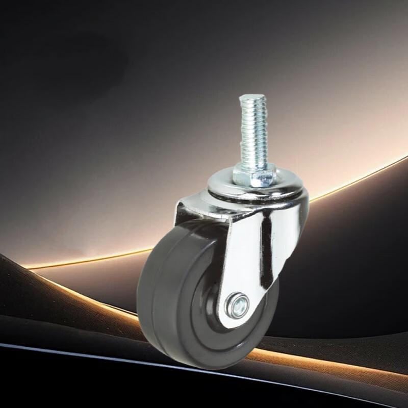 3-inch Metal Threaded Silent Rubber Swivel Casters with Brake
