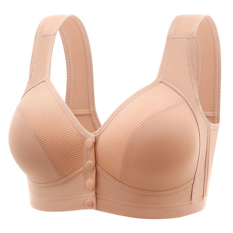 Plus Size Front Closure Bra Women Wireless Push Up Fixed Cup Tank Top Back Supportive Shaping Comfortable Full Coverage Underwear