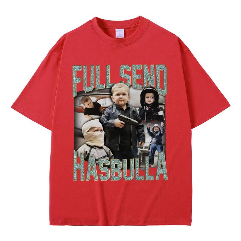 Full Send Hasbulla Magomedov Tshirts Russia Mini Khabib Blogge Fighting Funny Meme T Shirts Unisex Women Vintage Oversized Tshirt S