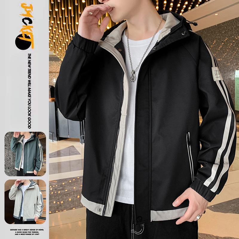 New Men's Jacket Spring and Autumn Korean Style Trendy Handsome Versatile Casual Men's Top Hooded Jacket