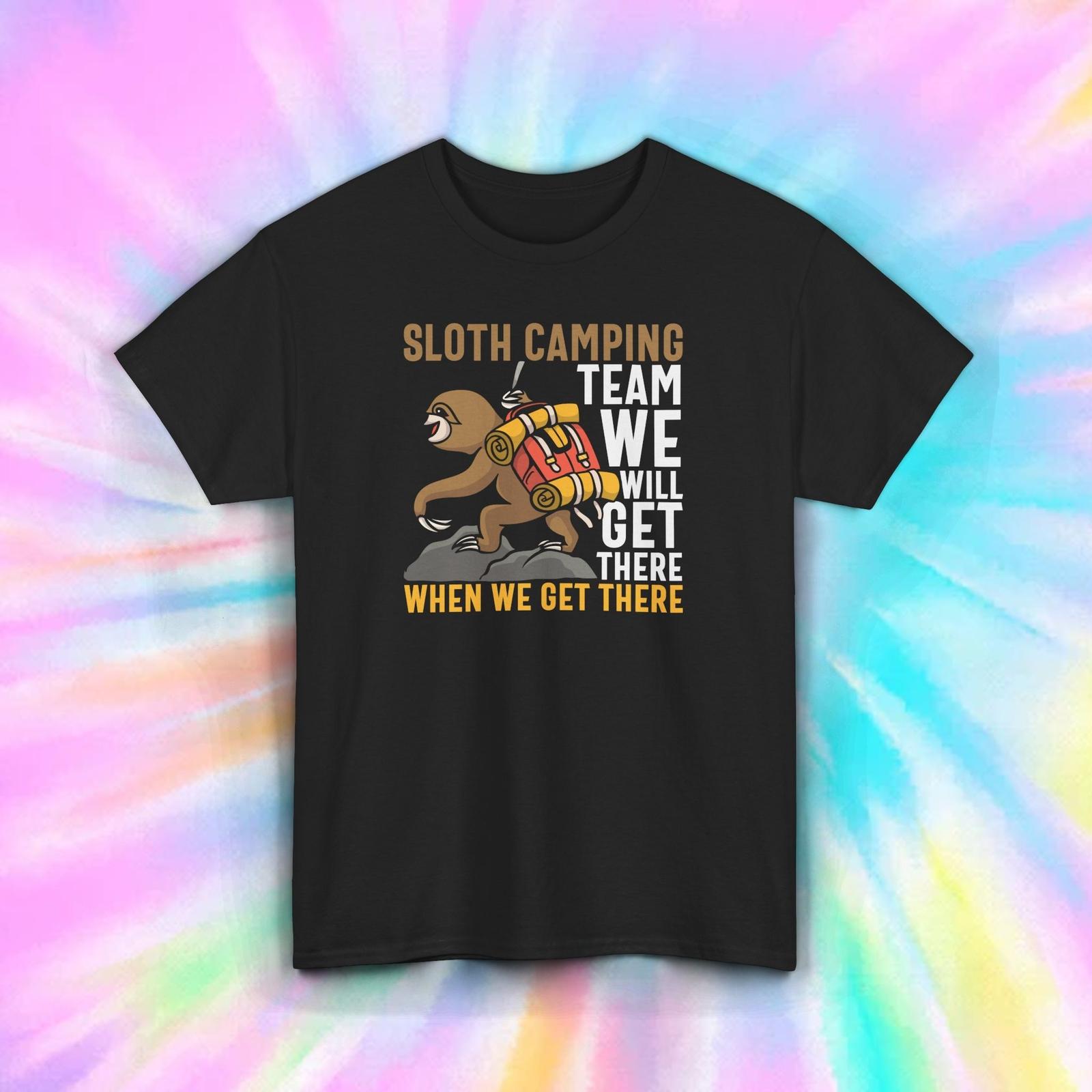 Sloth Camping Team T-Shirt Mens Womens Tees Top Funny Slow Hiker Outdoors Tee S-5XL XL