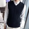 Men's Wool V-Neck Vest - Sleeveless, Thick Knitted Waistcoat for Fall/Winter