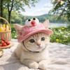 Round Brim Cat Bucket Hat Adjustable Cat Baseball Cap Colorful Pet Sun Hat  Outdoor