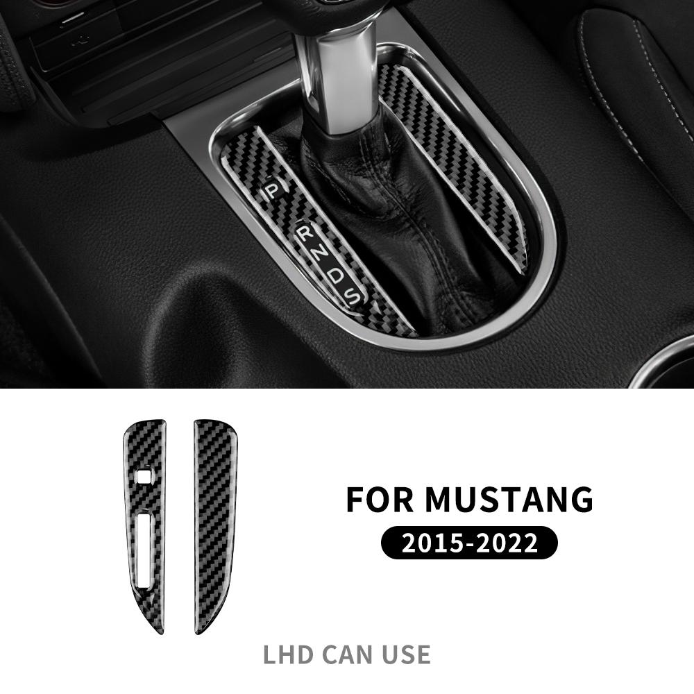 Real Soft Carbon Fiber Sticker For Ford Mustang 2015 2016 2017 2018 2019 2020 2021 2022 Car Gear shift Panel Trim Accessories