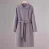 Womens Double-Sided Cashmere Wool Coat Mid-Length Belted Turn-Down Collar Loose Fit Winter 2026