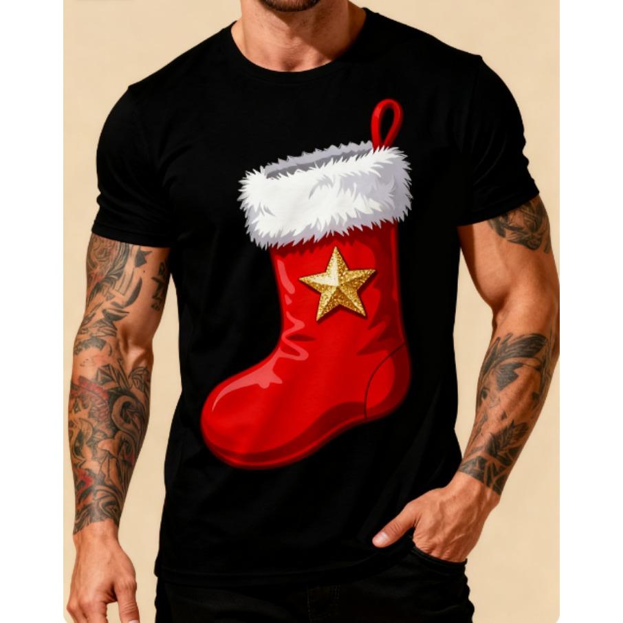 Weihnachtsbaum Herren Casual 3D Druck Locker Rundhals Kurzarm T-Shirt Top
