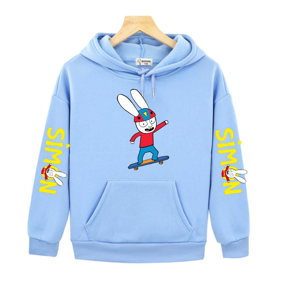 Simon Super Rabbit Skateboarding Sweatshirts Autumn Winter Clothing Fashion Children's Hoodies Loose Pullovers