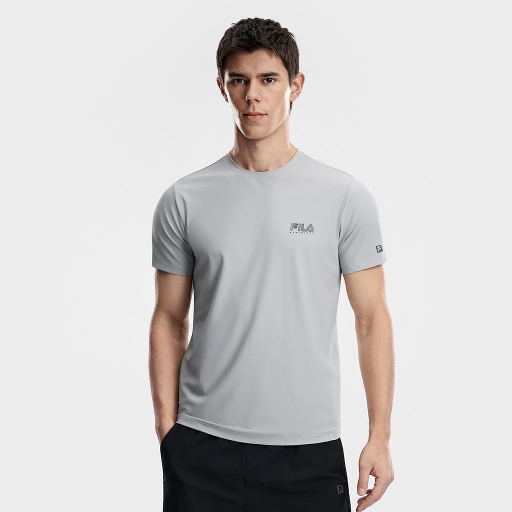 Fila Fitness Simple Basic Classic Sports Training Versatile Comfortable Breathable Knitted Short Sleeve T-Shirt Men Tops Cool-Gray A51M621107FGY