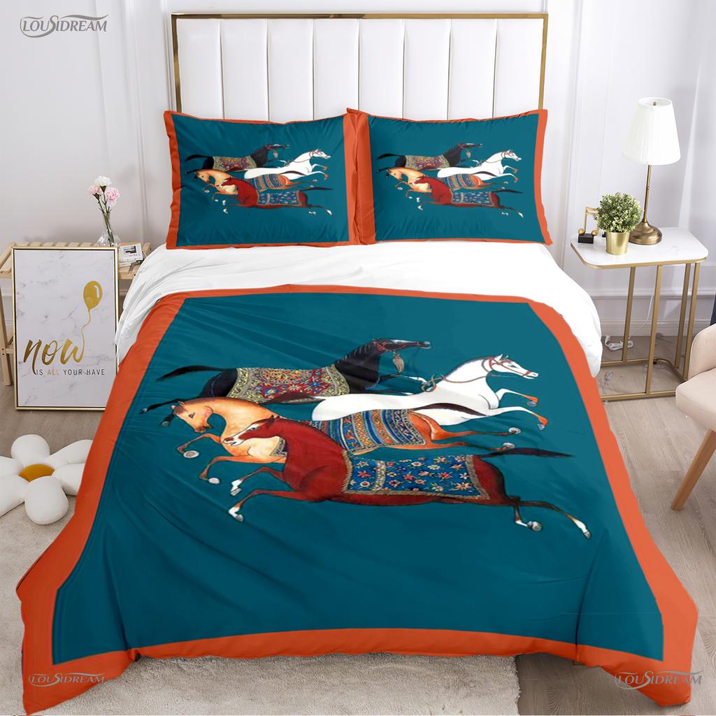 Persia Galoping Horse Al Season Duvet High-End Premium Cover Beding Sets Soft Comfortable Quilt Cover plus Pilowcases Ten Single/Double/Quen/King