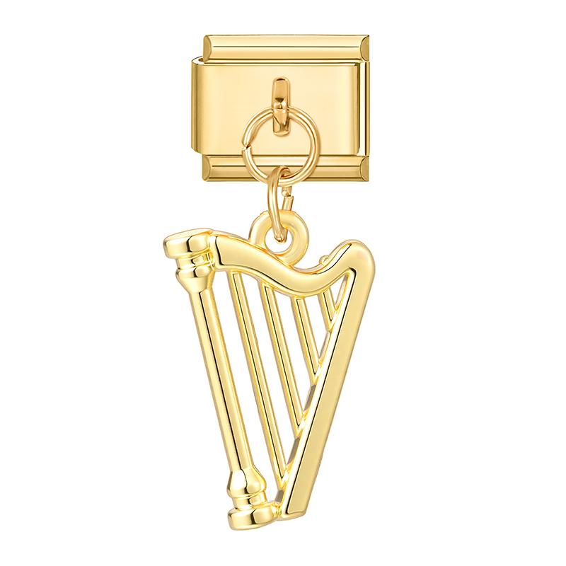 

New Vintage Gold Color Star Heart Football Violin Pendant Italian Charm Link Fit 9MM Bracelet Stainless Steel DIY Making Jewelry