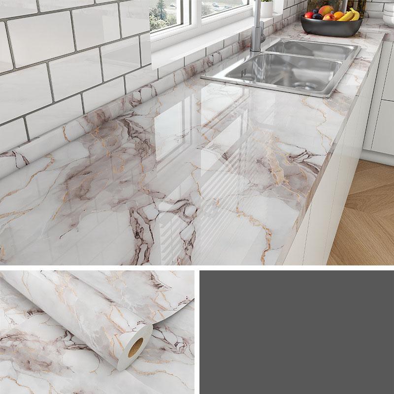 Marble Self Adhesive Film - Heat Resistant Kitchen Countertop Sticker, Waterproof Oil Proof Peel and Stick Wallpaper for Cabinet Refinishing
