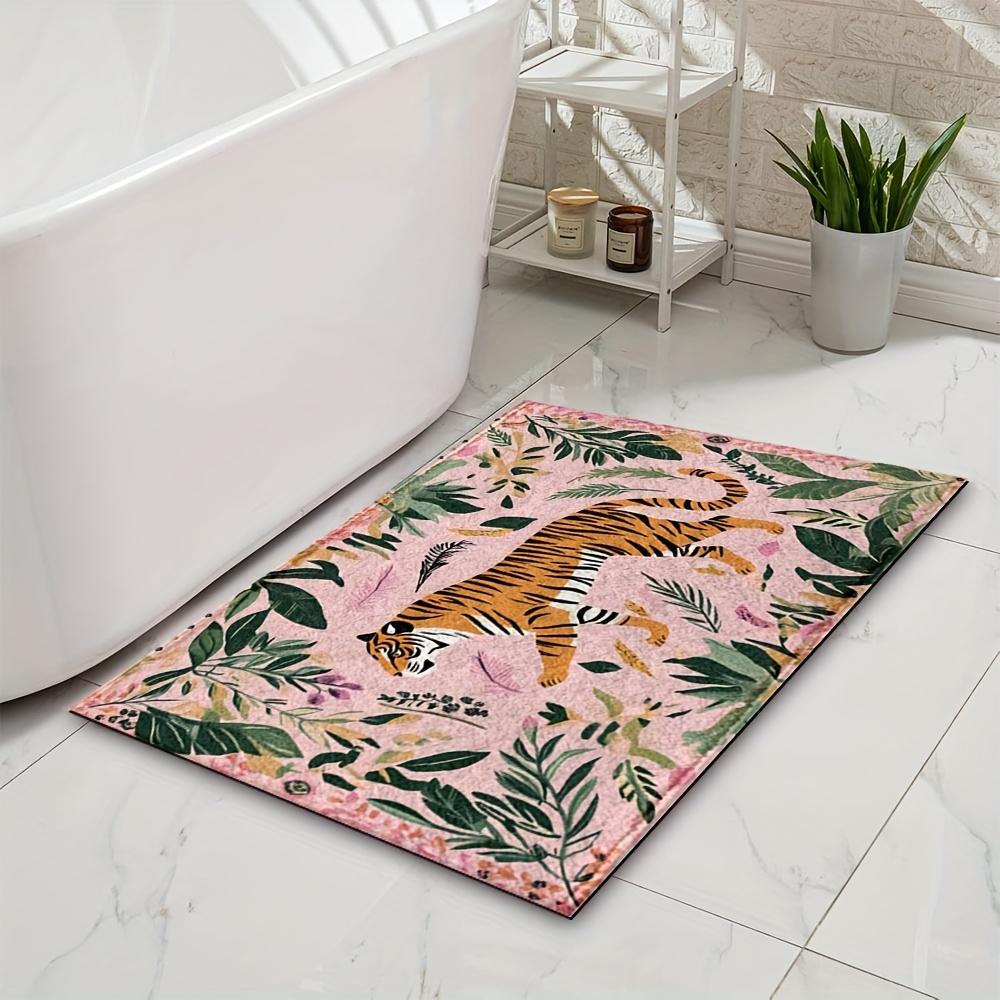 Tropical Jungle Tiger Floor Mat Non-Slip Washable Welcome Mat Kitchen Bedroom Carpet Summer Home Decoration