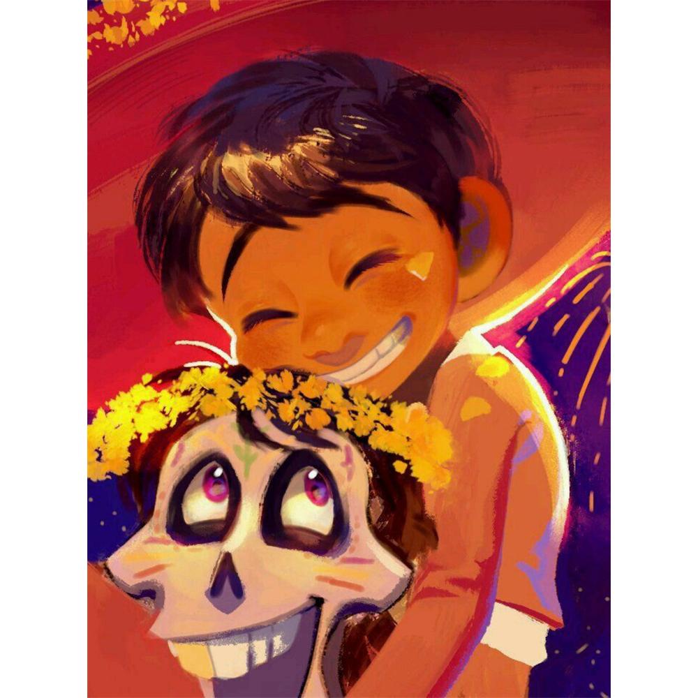 

Disney Diamond Painting 5D Miguel and Hector Heartwarming Photo Cartoon Movie Cross Stitch Embroidery Handmade Gift Home Decor Round 20x30cm