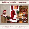 Standing & Sitting Mrs. Claus Christmas Statue Pine Berry Red Plaid Sequin Xmas Figurine Felt Faux Wool Ornament Mantel