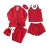Women'S 7-Piece Satin Pajama Set Sexy Cami Top Button Down