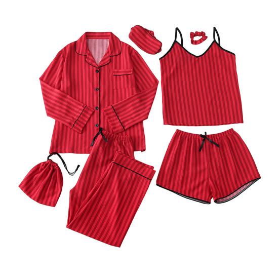 Women'S 7-Piece Satin Pajama Set Sexy Cami Top Button Down
