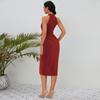 Summer Shiny Standing Neck Dress Slim Sexy Slit Irregular Dresses