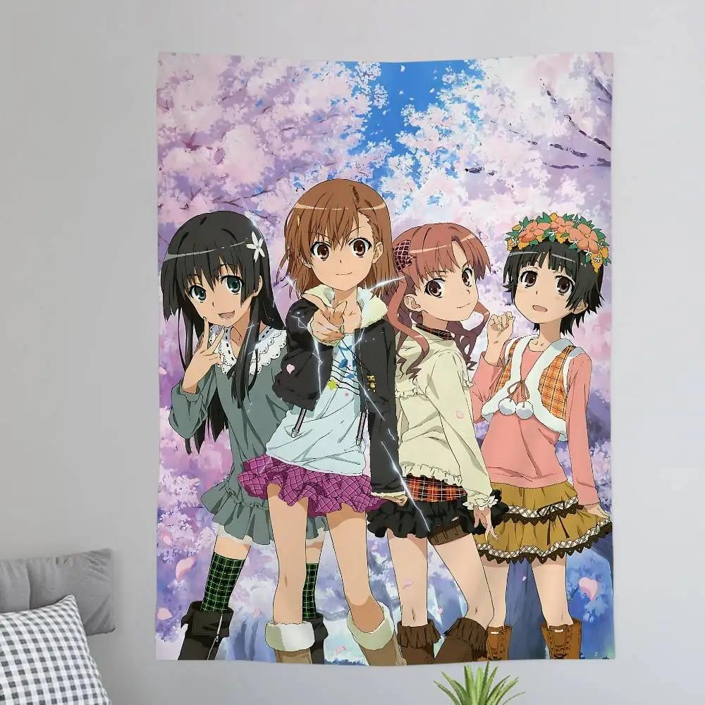 Pewien Kawaii Naukowy Railgun Anime Kreskówka Gobelin Dekoracja Ścienna Domowy Wystrój Domu
