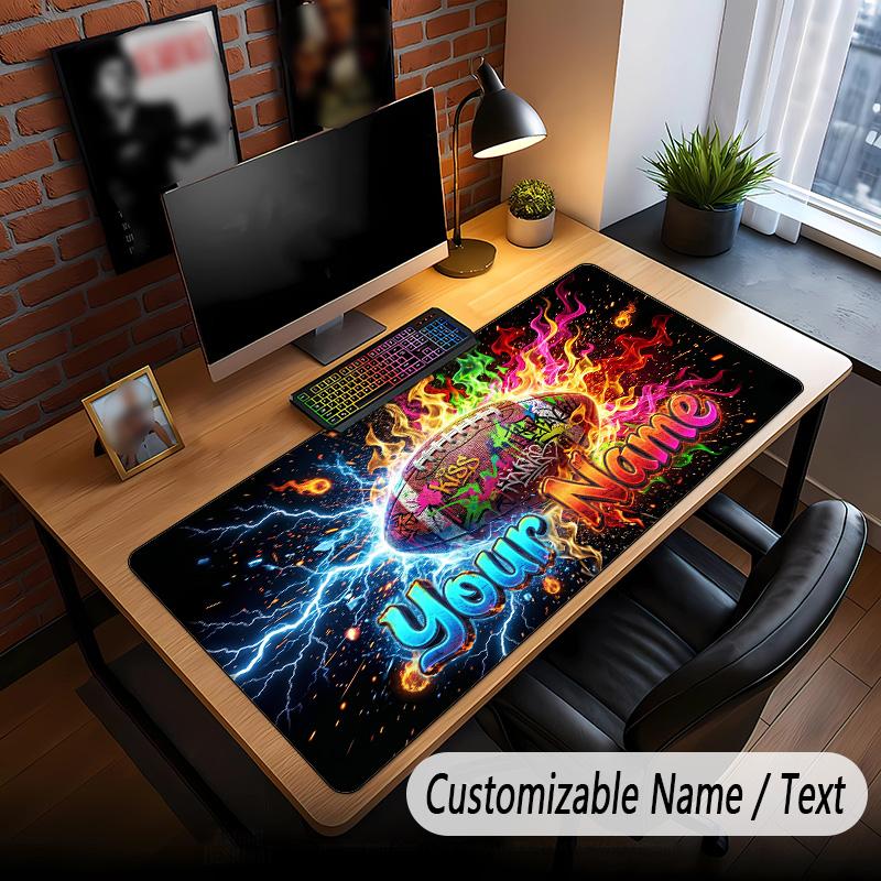 American Football Theme Custom Mouse Pad Personalized With Name Text Customized Desk Mat For Office Home Decor
