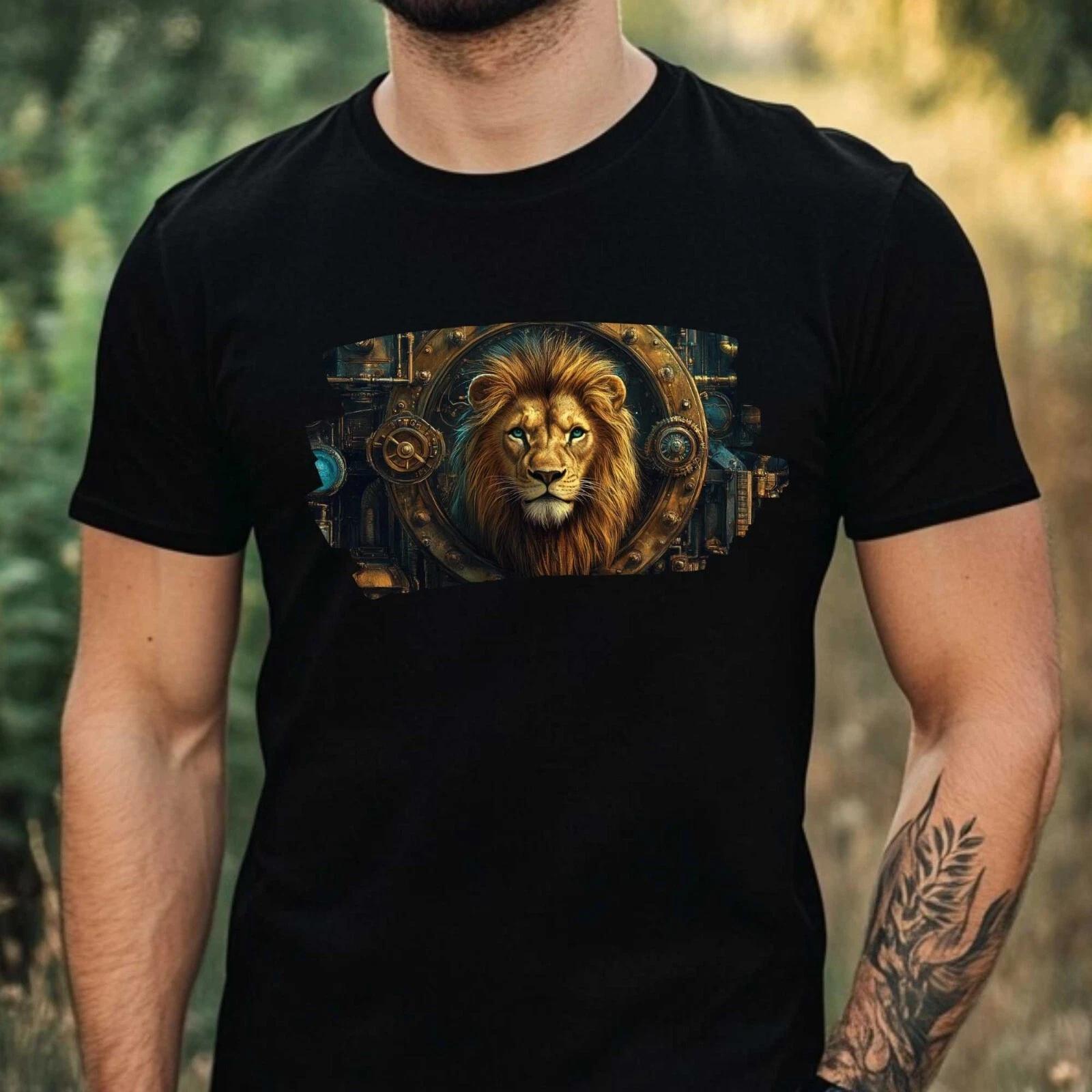 T-Shirt Herren Steampunk Löwe Motiv Baumwolle Größe XS bis 5XL L
