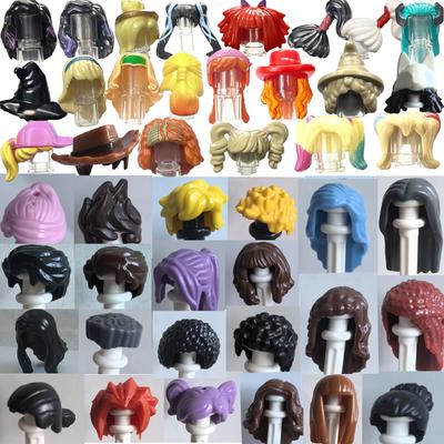 Şehir Yapı Taşları Vücut Karakter Kıyafet Aksesuarları Kask Şapka Renkli Saç Saç Stili Mini Tuğla Uyumlu Oyuncak Hediye X040