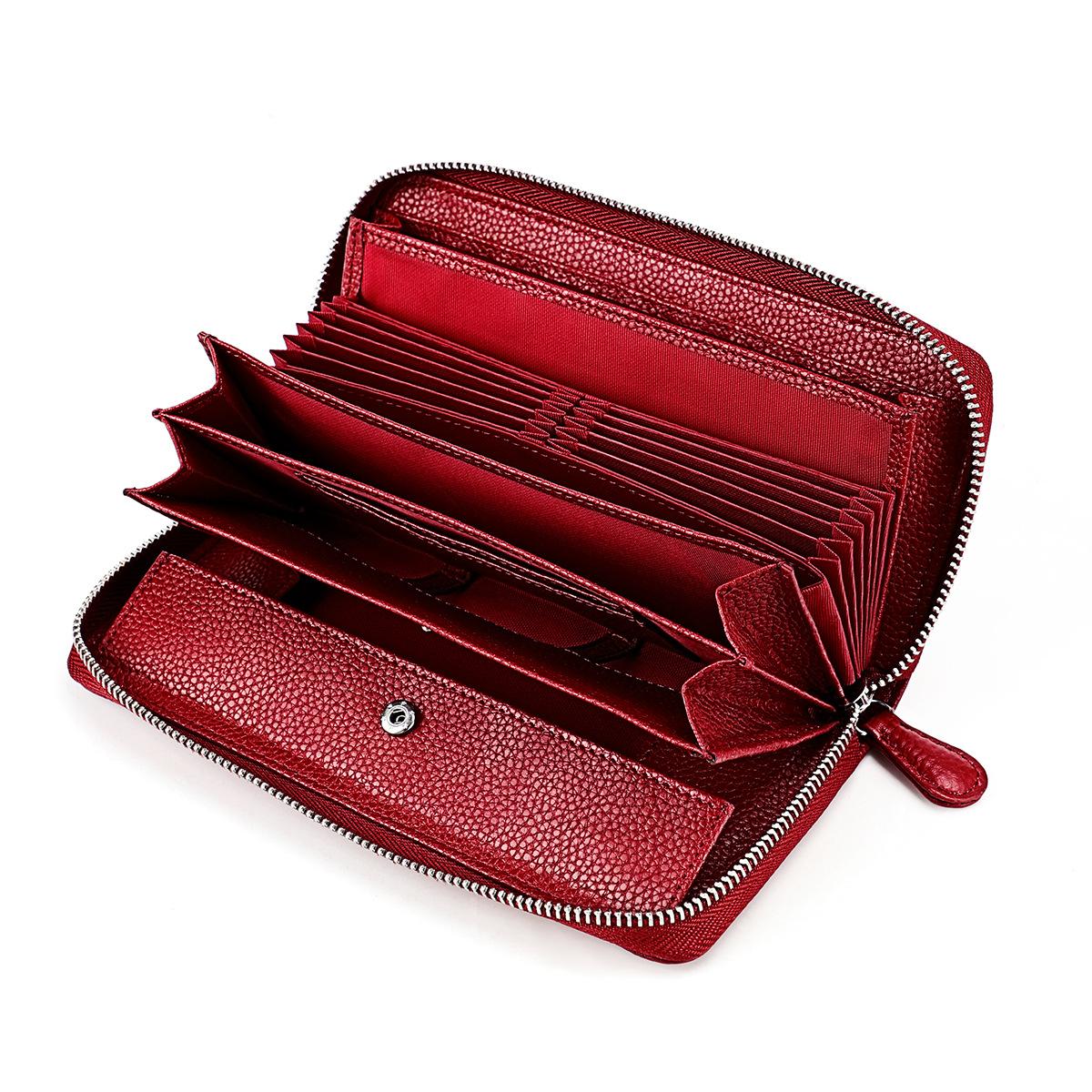 

Новый кошелек из натуральной кожи для мужчин и женщин, RFID-орган, держатель для карт для девочек, повседневный кошелек для монет с несколькими картами красный