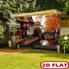 Autumn Canal Town with Half Timbered Houses Wall Tapestry 2D Flat Print European Village Art Nature Decor Home Interior Hanging