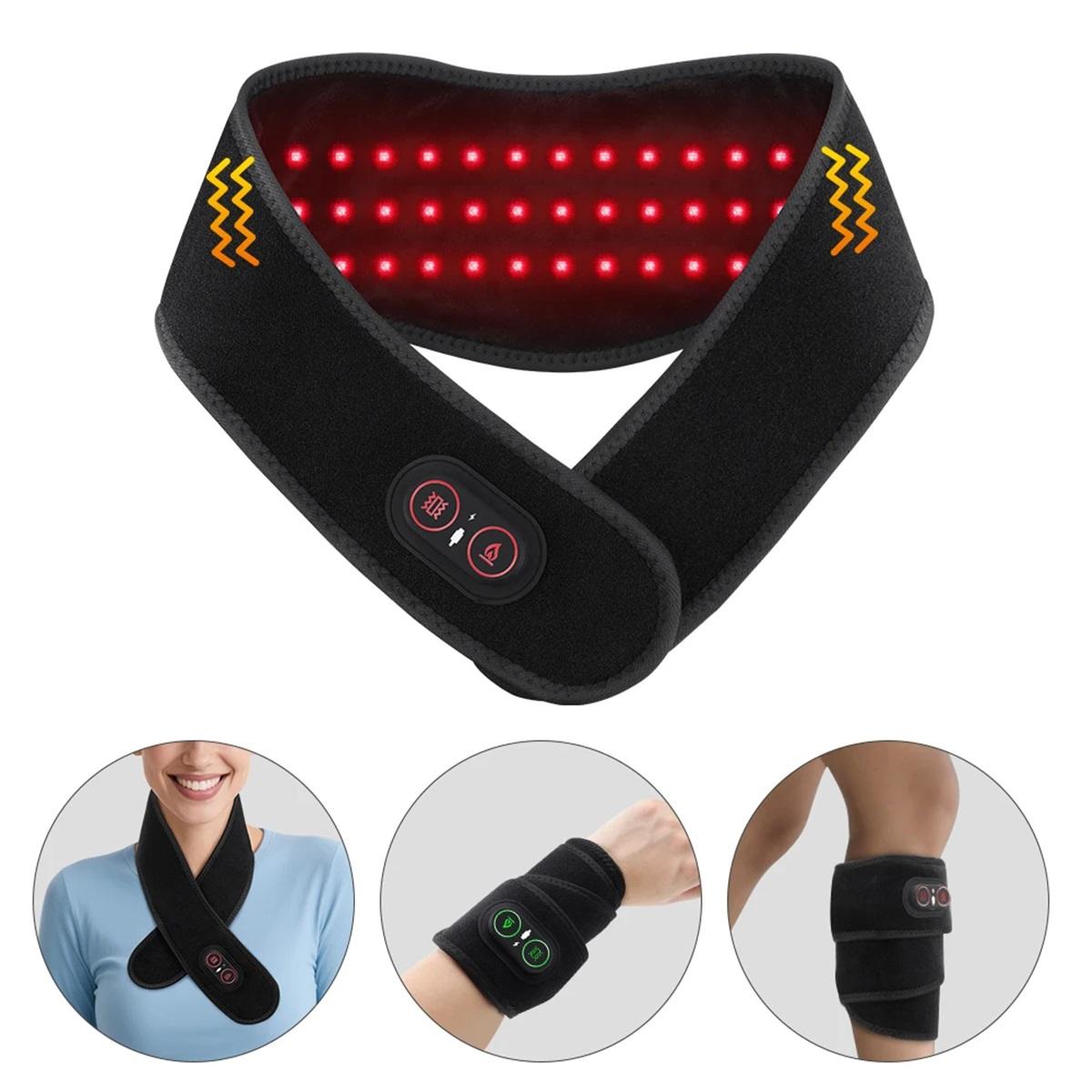 Electric Red Light Heating Neck Belt 660-850nm Infrared Therapy Neck Pain Relief Cervical Protection Neck Vibration Massage Pad чёрный