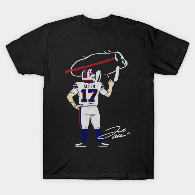 Pánské černé tričko s potiskem Buffalo Bills New Era Billustration Podpis Joshe Allena Tisk na papíře bez ořezu Bavlněné tričko