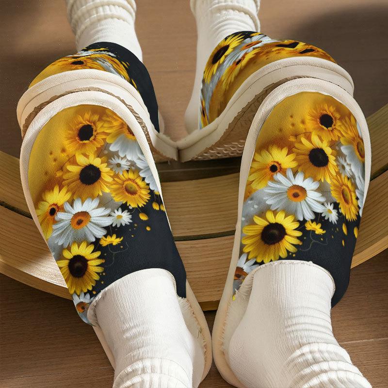 Men's High-Altitude Cattle Print Cotton Slippers - Autumn/Winter Couples Edition