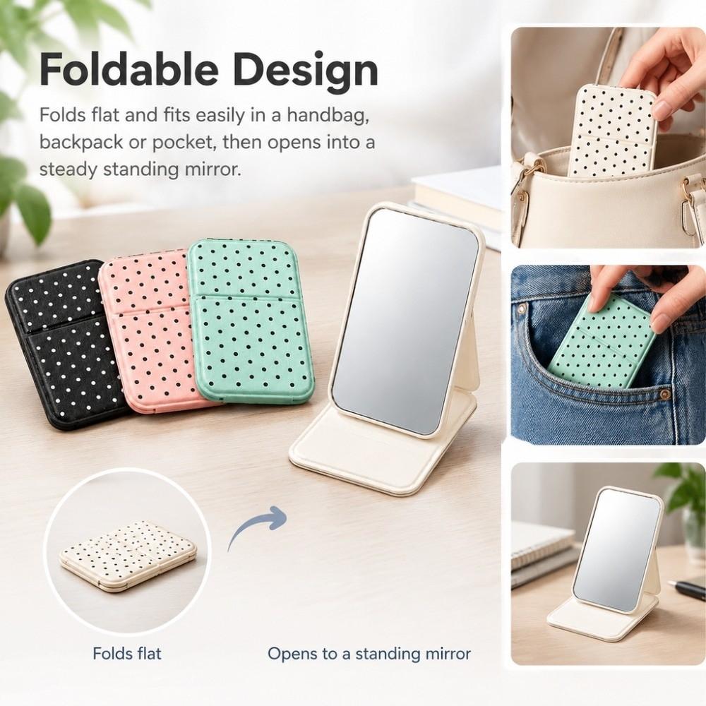 Foldable Cosmetic Mirror Mini Pocket Mirror Portable PortbaleVanity Mirror Desktop Use