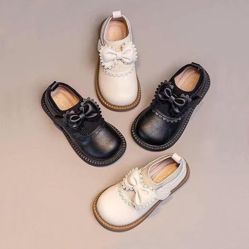 5-10 Jahre alte Mädchen Prinzessin Schuhe Weiche Sohle Kleine Lederschuhe Britischer Stil Performance Schuhe